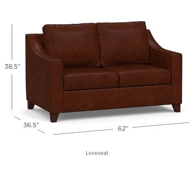 Cameron Slope Arm Leather Sofa 87", Polyester Wrapped Cushions, Churchfield Ebony - Image 1