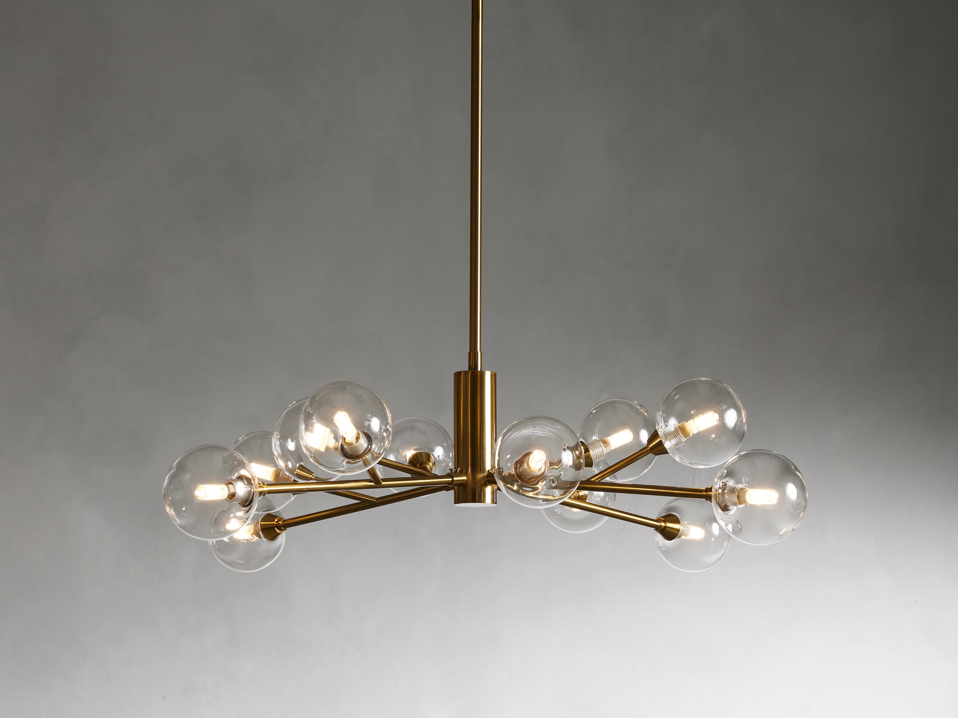 Apollo Round Chandelier in Glass 36" Brass   - Image 0