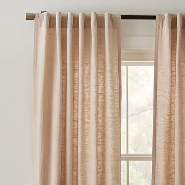 Textured Luxe Linen Curtain, Sand, 48"x108", Set of 2 - Image 3