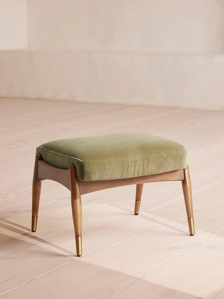 Theodore Oak Footstool Velvet Lichen, US - Image 0