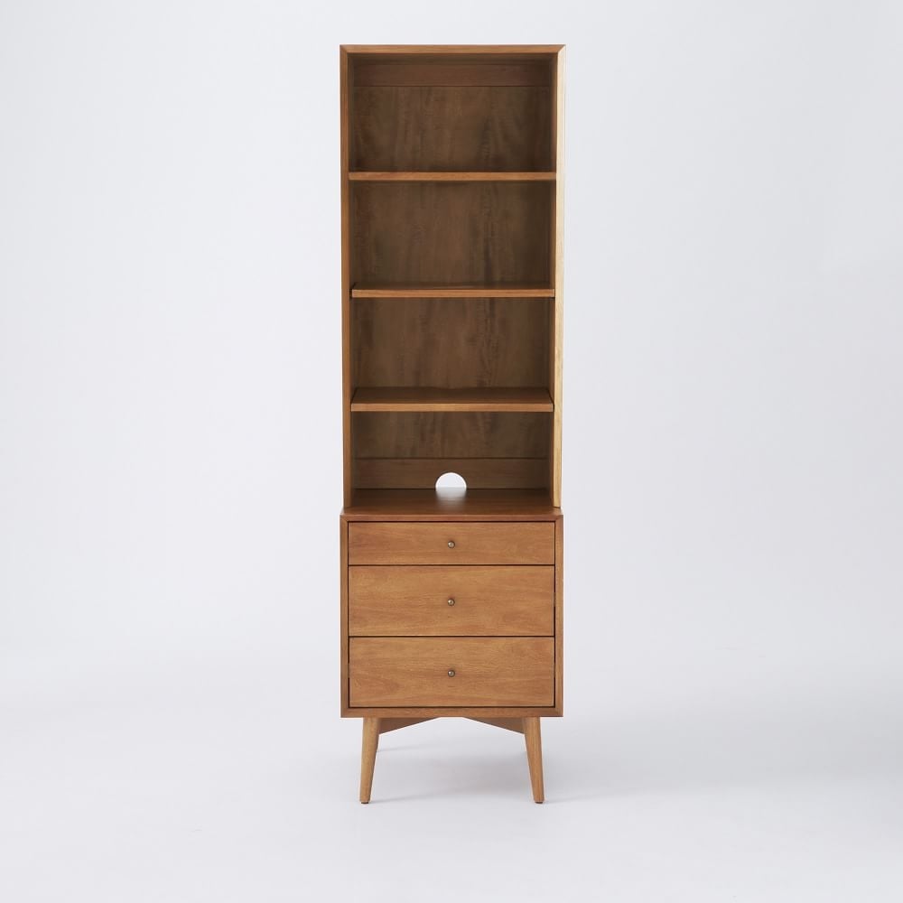 Mid-Century Bookcase with 3-Drawer Side Table (Acorn) - Image 0