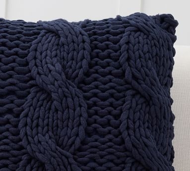 Colossal Handknit Pillow Cover, 24", Navy - Image 3