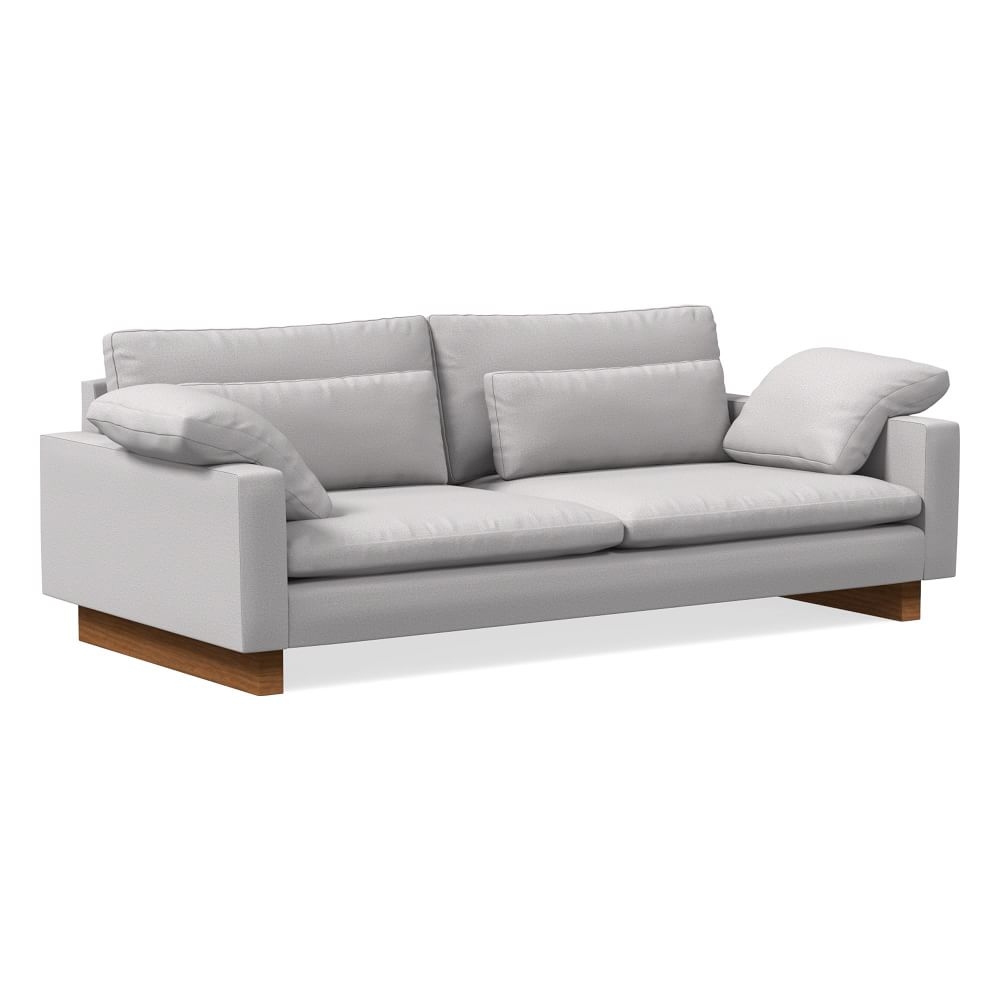Harmony XL 92" Multi-Seat Sofa, Performance Chenille Tweed, Frost Gray, Dark Walnut - Image 0