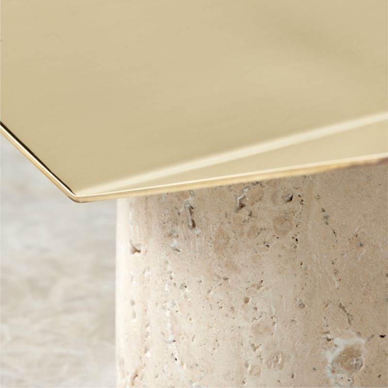 Aimes Brass and Travertine Bookstand - Image 2