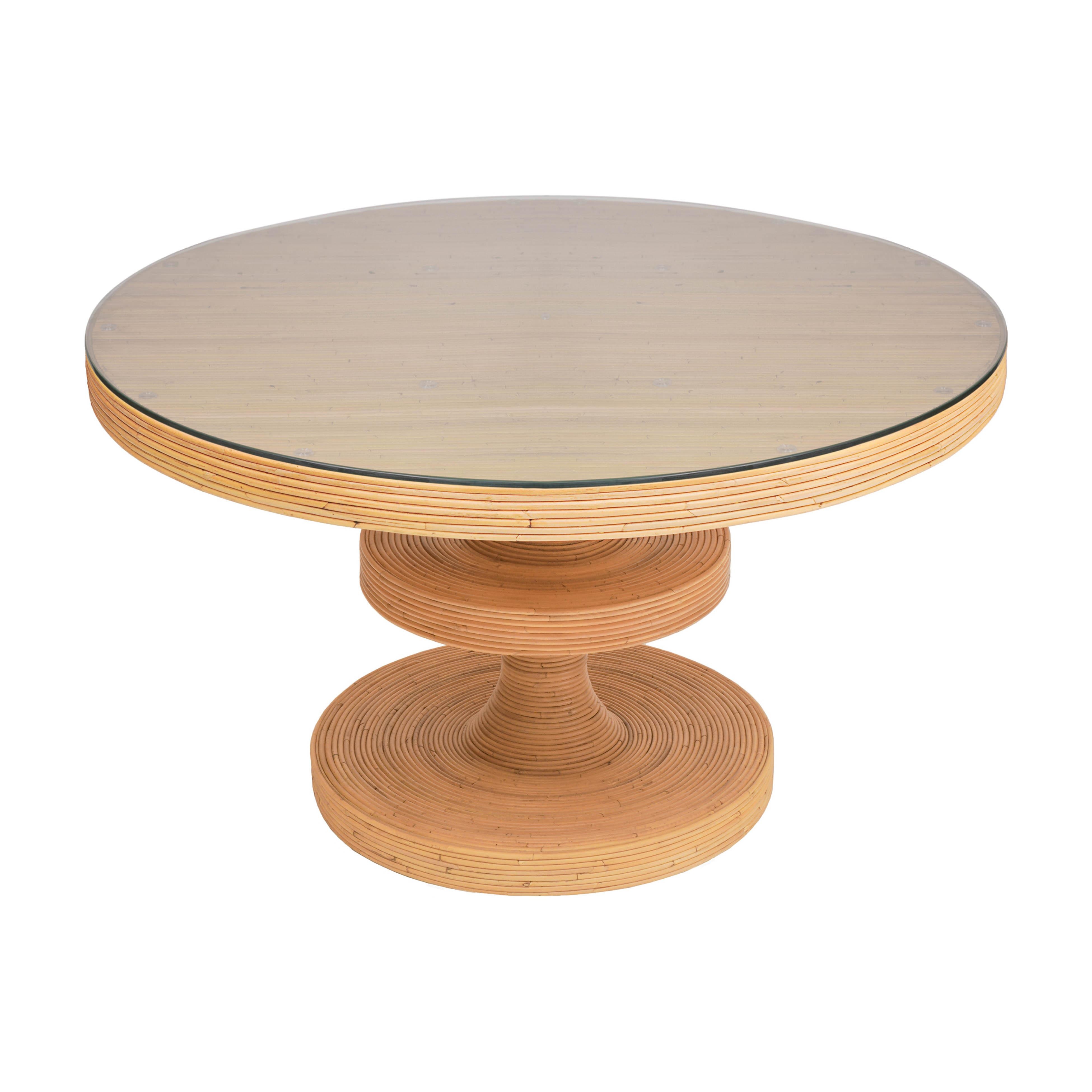 Apollonia Natural Rattan Round Dining Table - Image 1