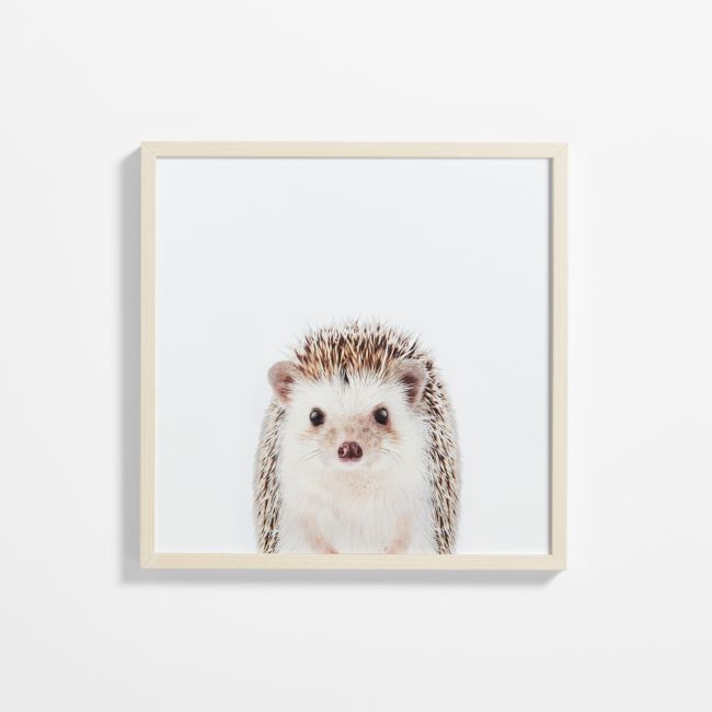 Baby Hedgehog Maple Wood Framed Wall Art Print - Image 0