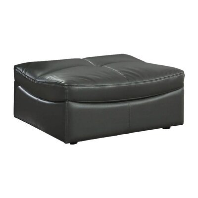 Leatherette Ottoman With Curved Design And Tufted Seat, Gray - Image 0