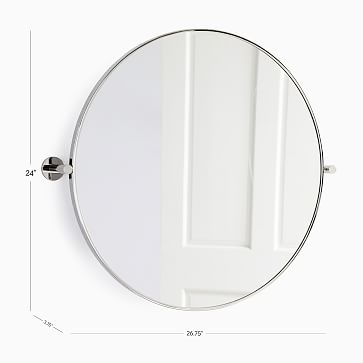 Metal Frame Pivot Mirror, Round, Polished Nickel - Image 1
