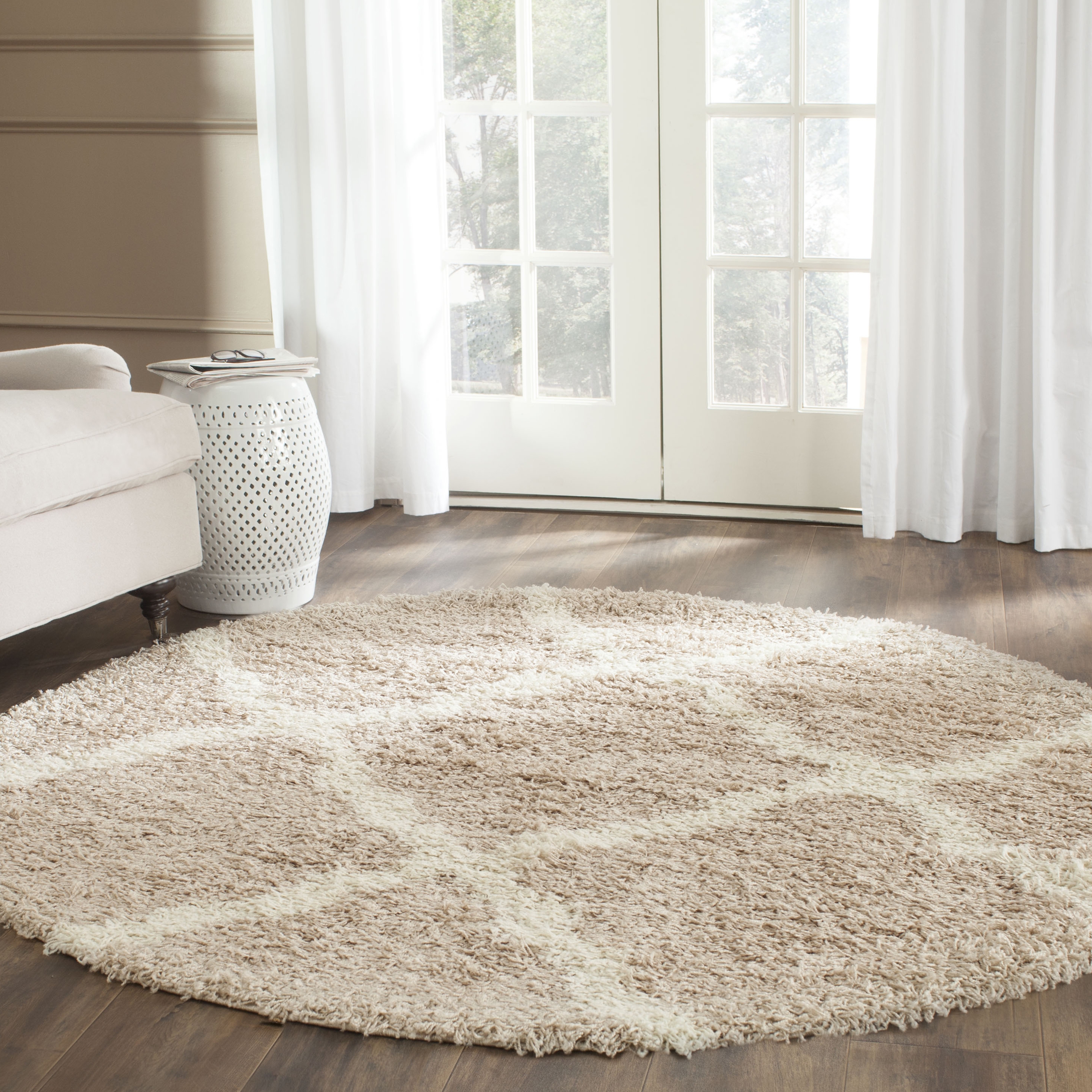 Arlo Home Woven Area Rug, SGD257D, Beige/Ivory,  6' X 6' Round - Image 1