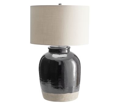 Miller Small 25.5" Table Lamp, Black Base with Medium Textured Straight Sided Shade, Sand - Image 5
