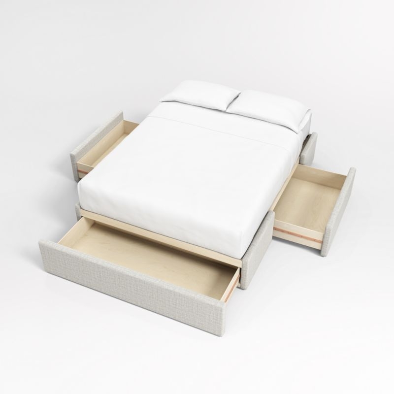 Arden 60" Mist Grey Upholstered King Headboard with Storage Bed Base - Image 3