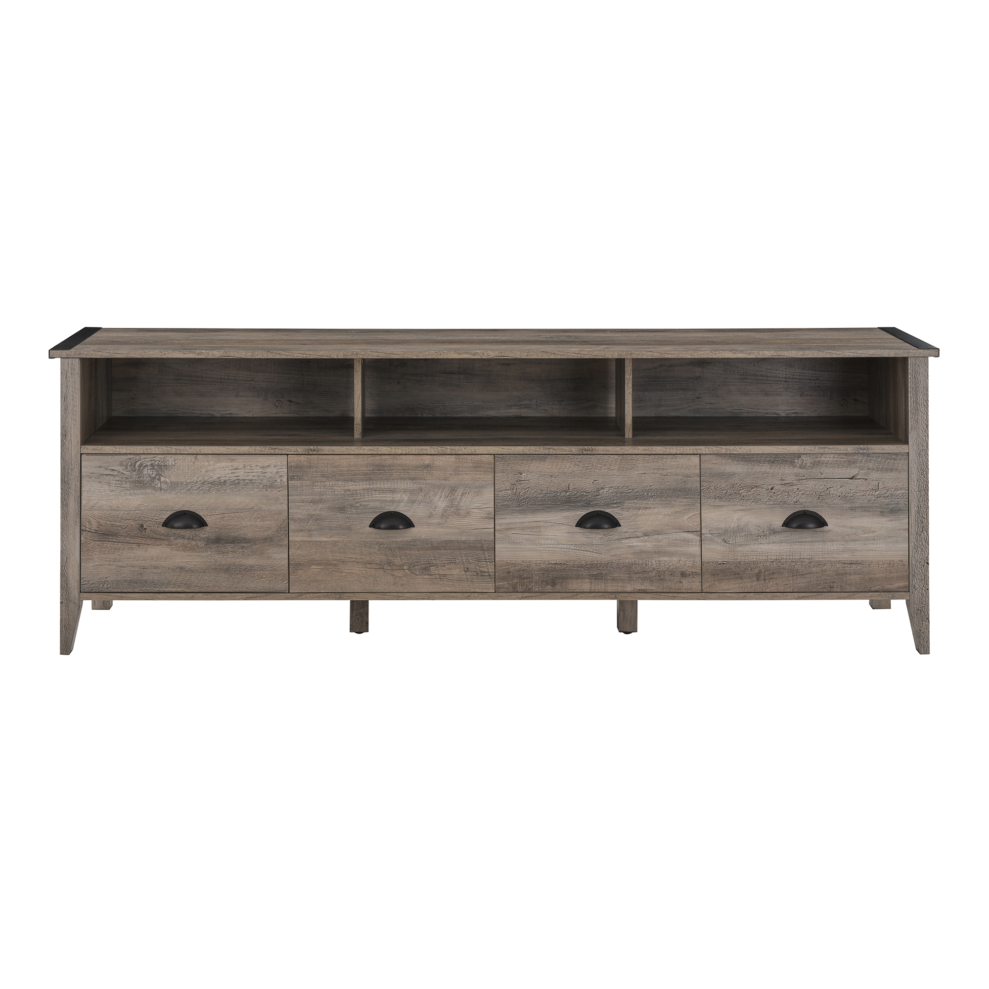 Clair 70" Industrial Farmhouse 4-Drawer TV Stand - Grey Wash - Image 1