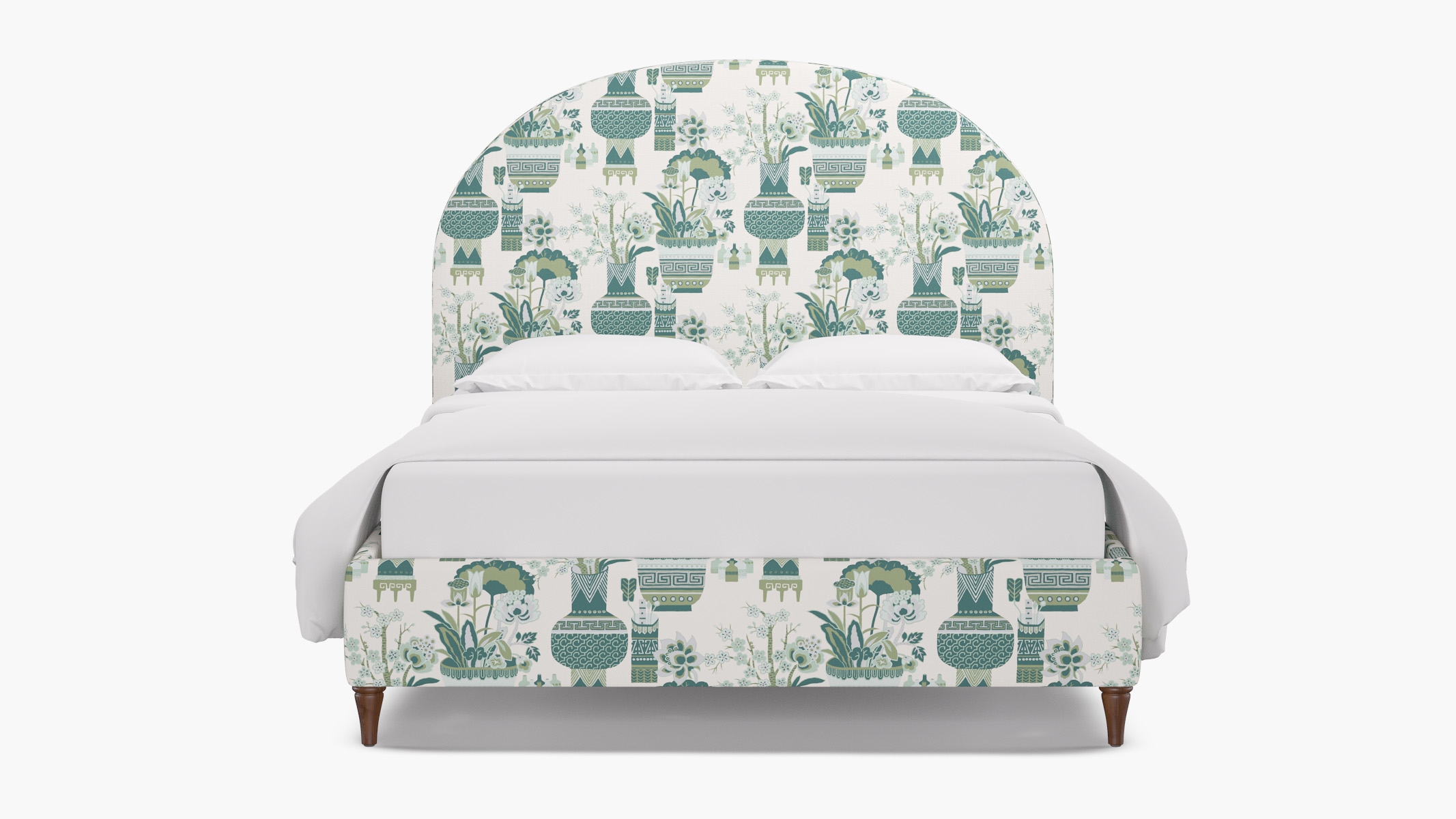 Demilune Bed, Pistachio Kan-Shie, Walnut Decorative Tapered Leg, King - Image 0