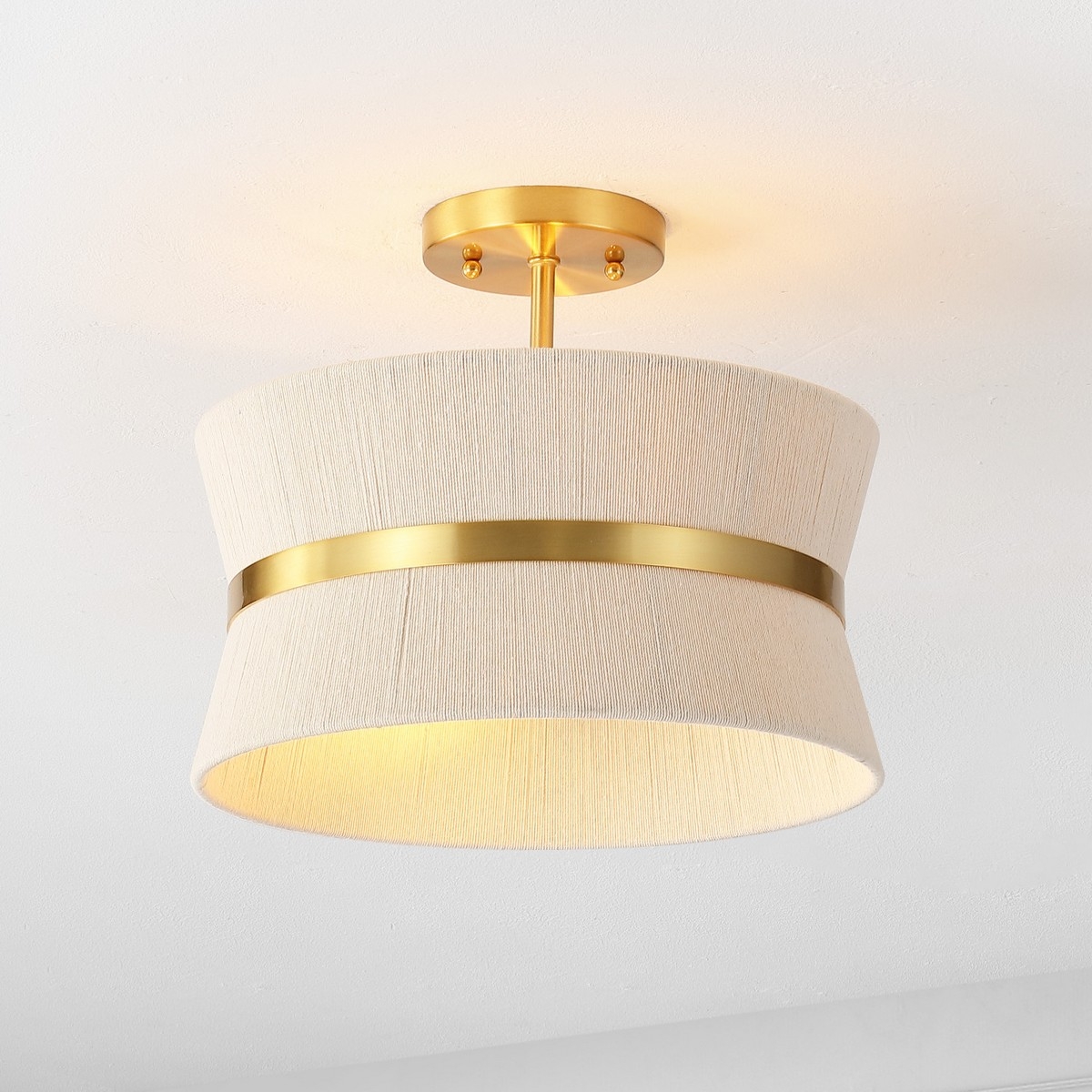 Desert, 3Lt, 13" Semi Flush - Bleached Natural/Brass - Image 2