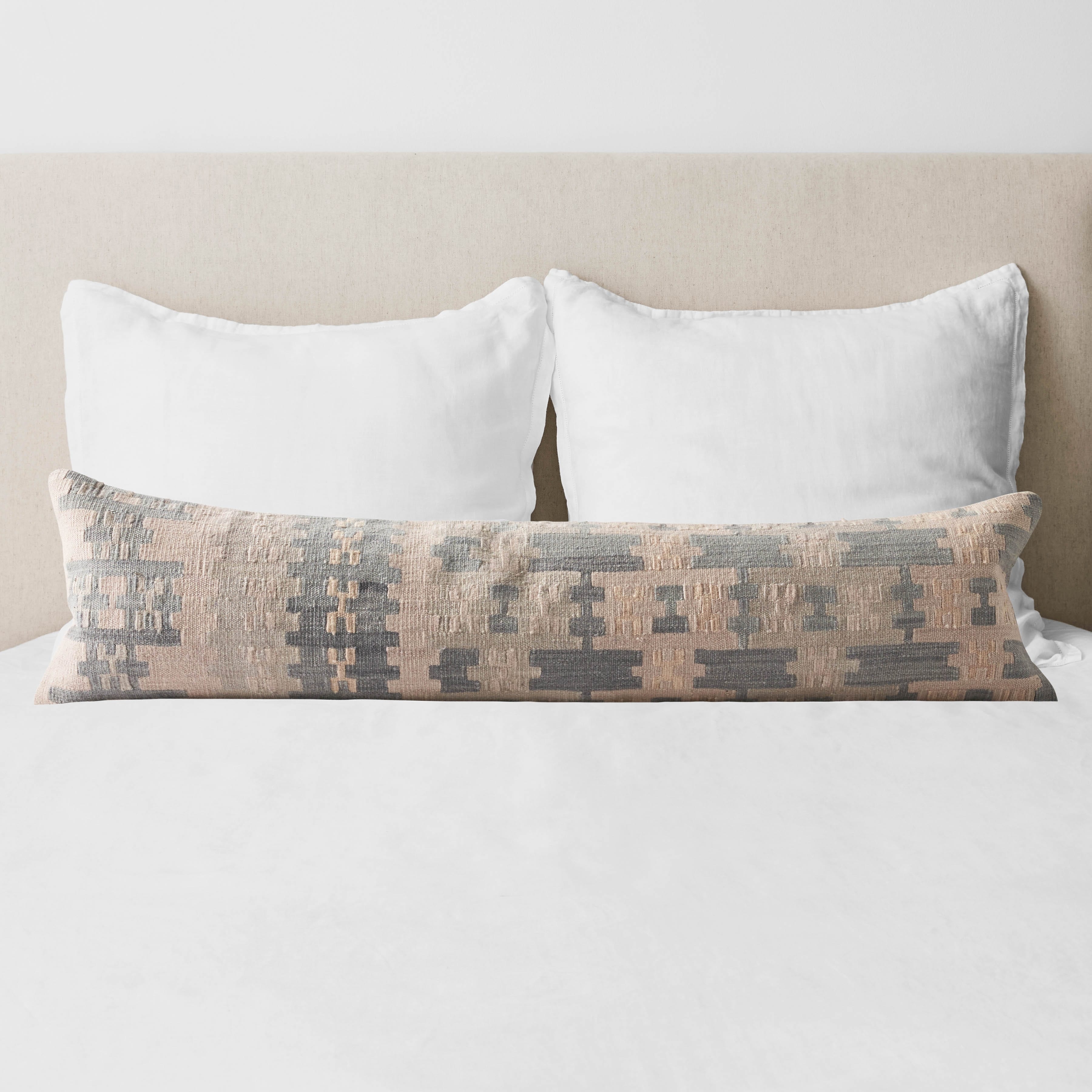 The Citizenry Akara Kilim Lumbar Pillow | 12" x 48" | Blue - Image 0