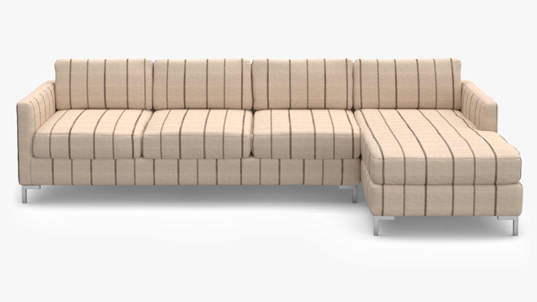 Modern Sectional, Right Facing, Cocoa Felix, Chrome L Leg - Image 0