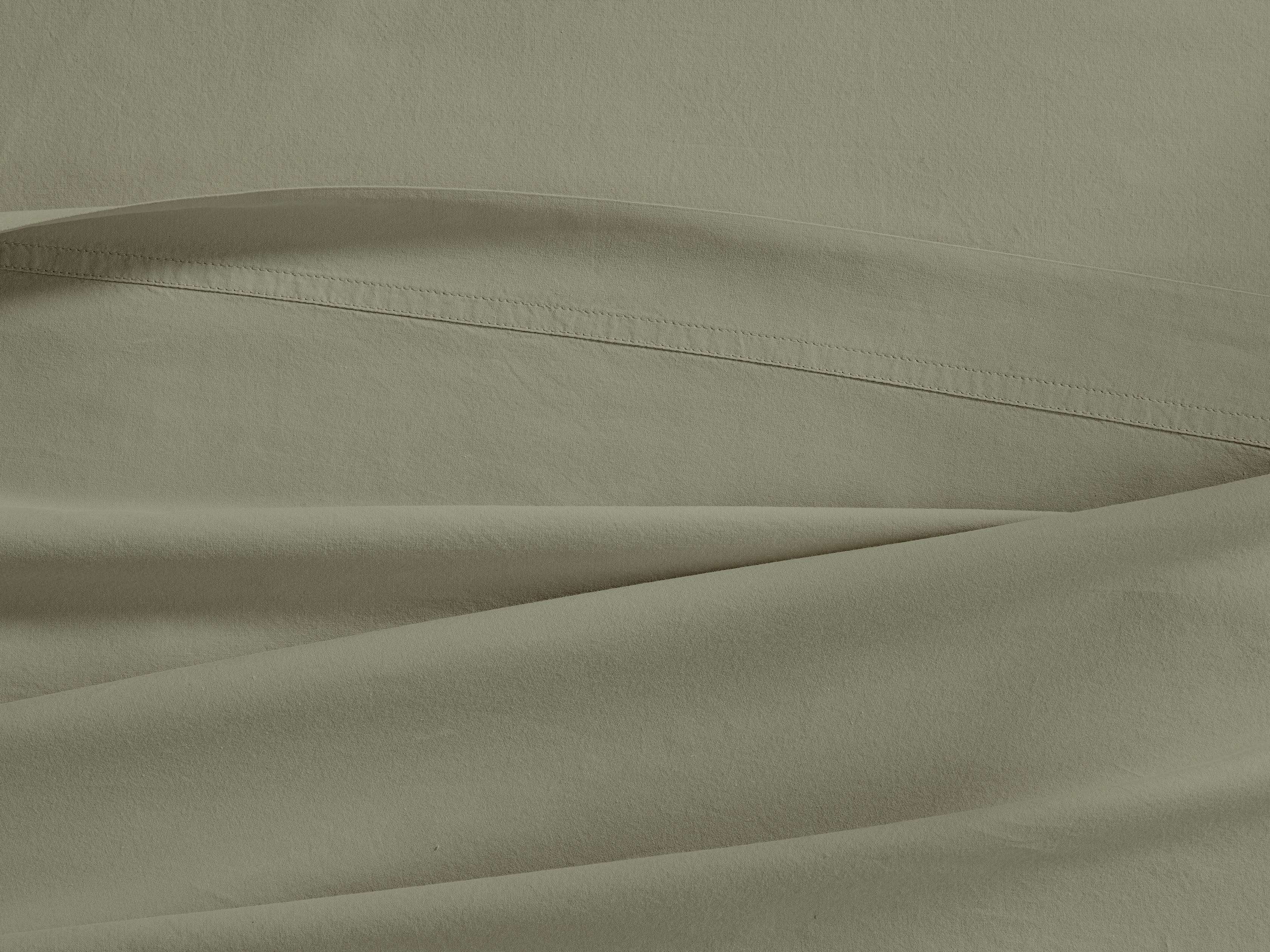 Italian Garment-Dyed Flat Sheet Percale Queen in Green - Image 0
