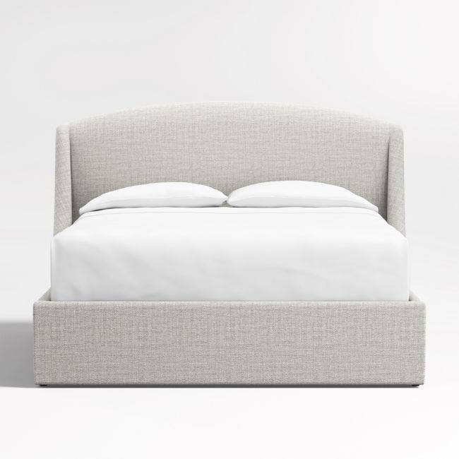 Lafayette 48" Mist Grey Upholstered Queen Headboard with Storage Bed Base - Image 0