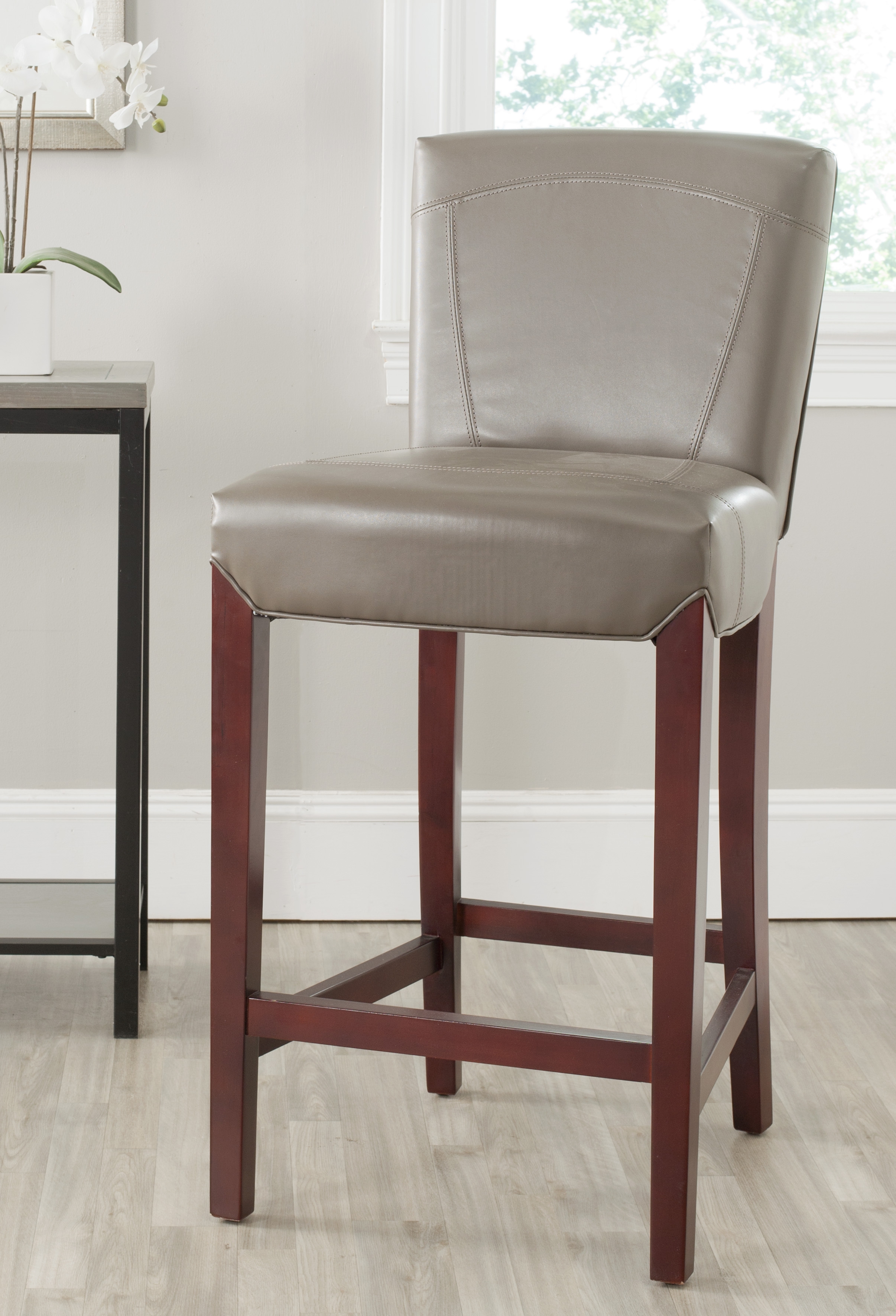 Ken Bar Stool - Clay/Cherry Mahogany - Safavieh - Image 3