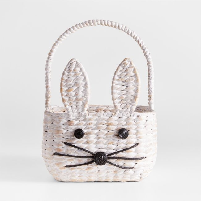 White Woven Bunny Kids Easter Basket - Image 0