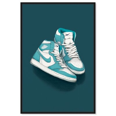 Fashion and Glam Aqua Sneaker Love Shoes - Graphic Art Print on Canvas - Image 0