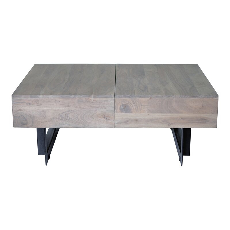 Tiburon Sled Coffee Table with Storage Table Top Color: Light Gray, Size: 15" H x 32" L x 42" W - Image 0