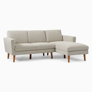 Oliver 79" Left 2-Piece Chaise Sectional, Twill, Dove, Walnut - Image 2