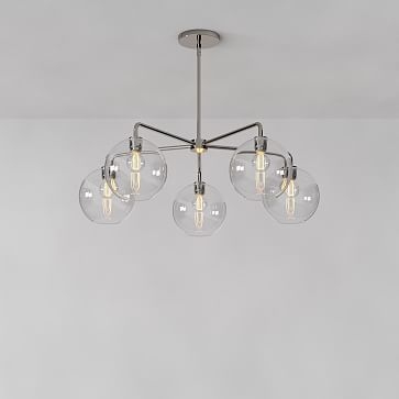 Sculptural 5-Light Chandelier, Globe Small, Silver Ombre, Bronze, 8" - Image 2