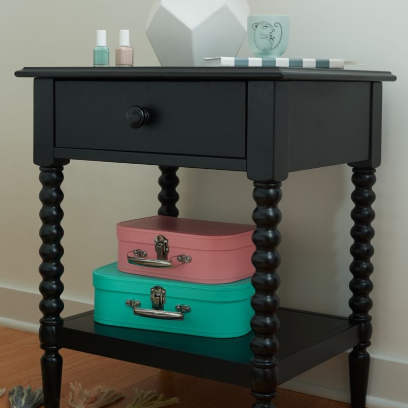 Jenny Lind Black Wood Spindle Kids Nightstand with Drawer - Image 4