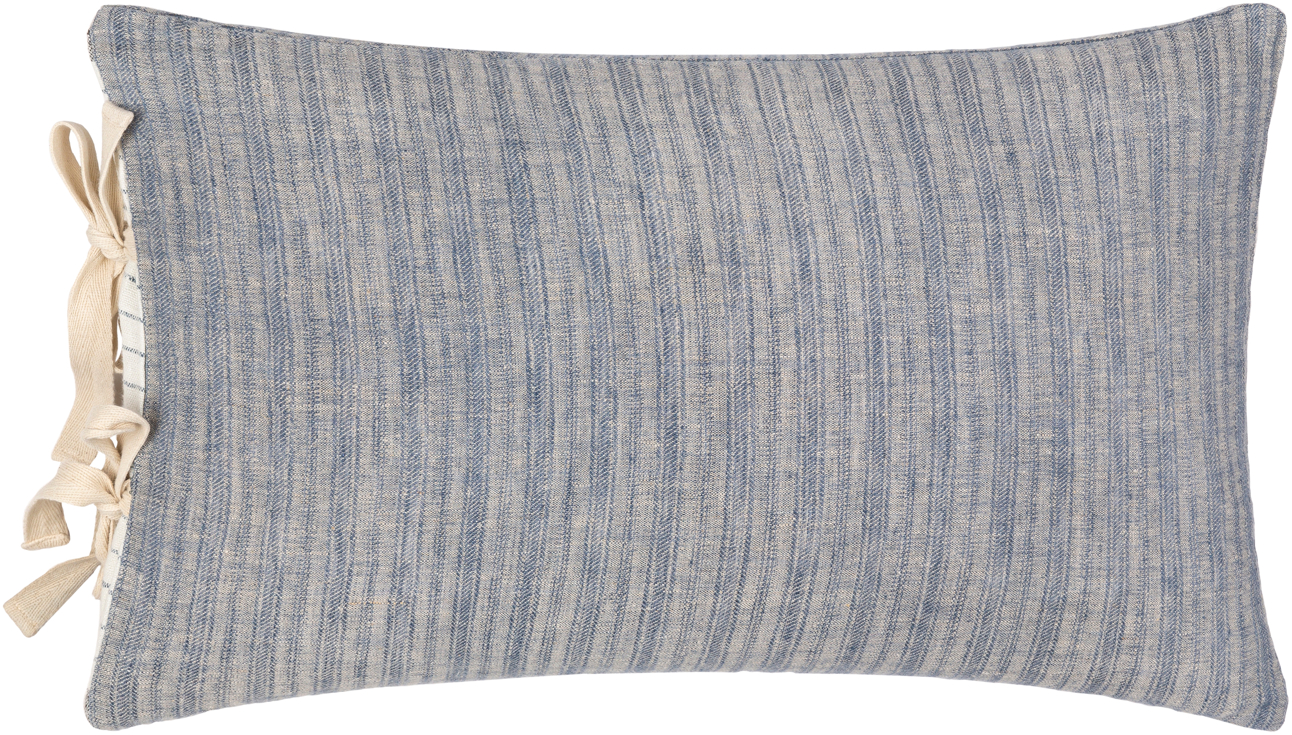 Linen Stripe Ties Throw Pillow, Small, with down insert - Image 0