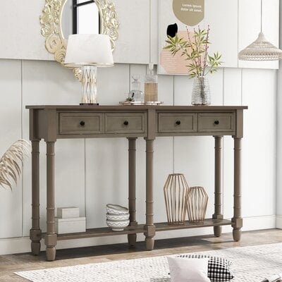 Canora Grey® Console Table Sofa Table Easy Assembly With Two Storage Drawers And Bottom Shelf For Living Room, Entryway - Image 0