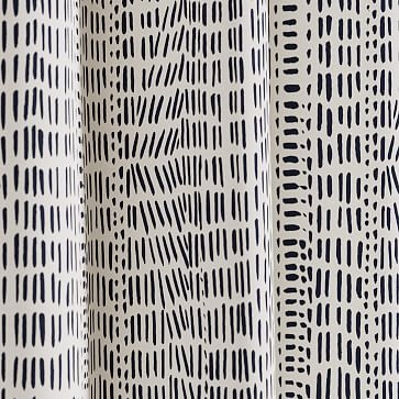 Cotton Canvas Bomu Curtain, Set of 2, Midnight, 48"x84" - Image 1