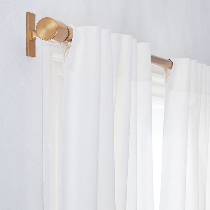 Linen Cotton Pole Pocket Curtain & Blackout Panel, White, 48"x96" - Image 1