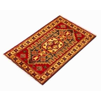 One-of-a-Kind Gursev Hand-Knotted New Age 2'8" x 4'3" Wool Area Rug in Red/Beige/Gray - Image 0