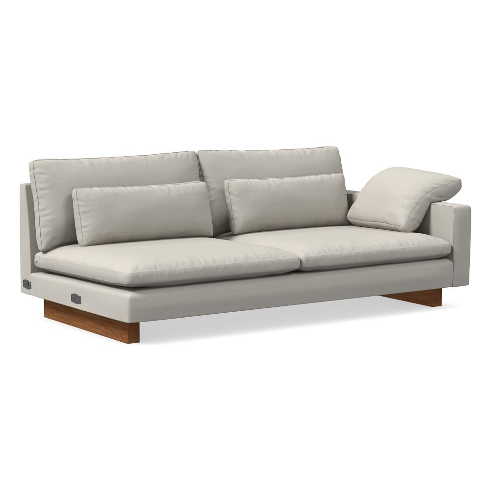 Harmony XL RA Grand Sofa, Down Blend, Performance Basket Slub, Pearl Gray, Dark Walnut - Image 0