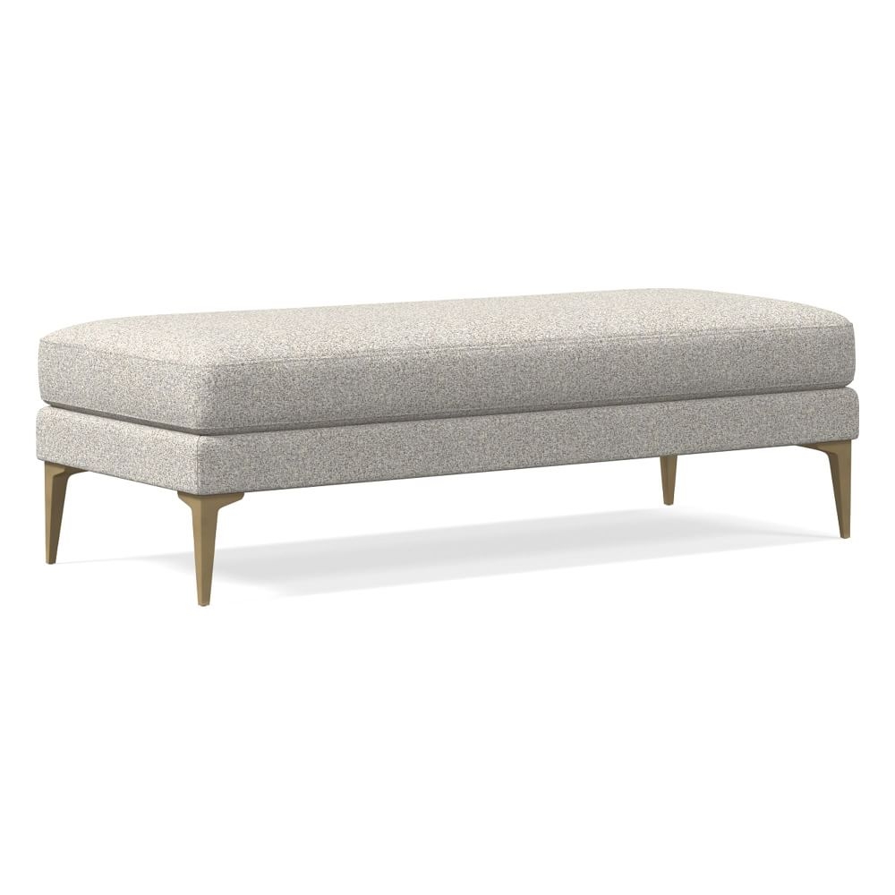 Andes Bench, Poly , Chenille Tweed, Storm Gray, Blackened Brass - Image 0