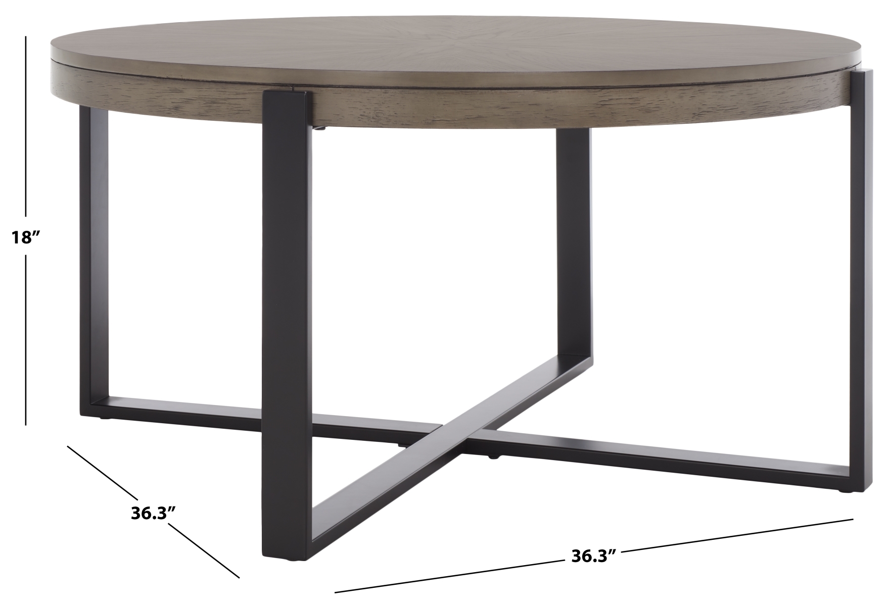 Navya Round Coffee Table - Light Grey / Black - Safavieh - Image 7