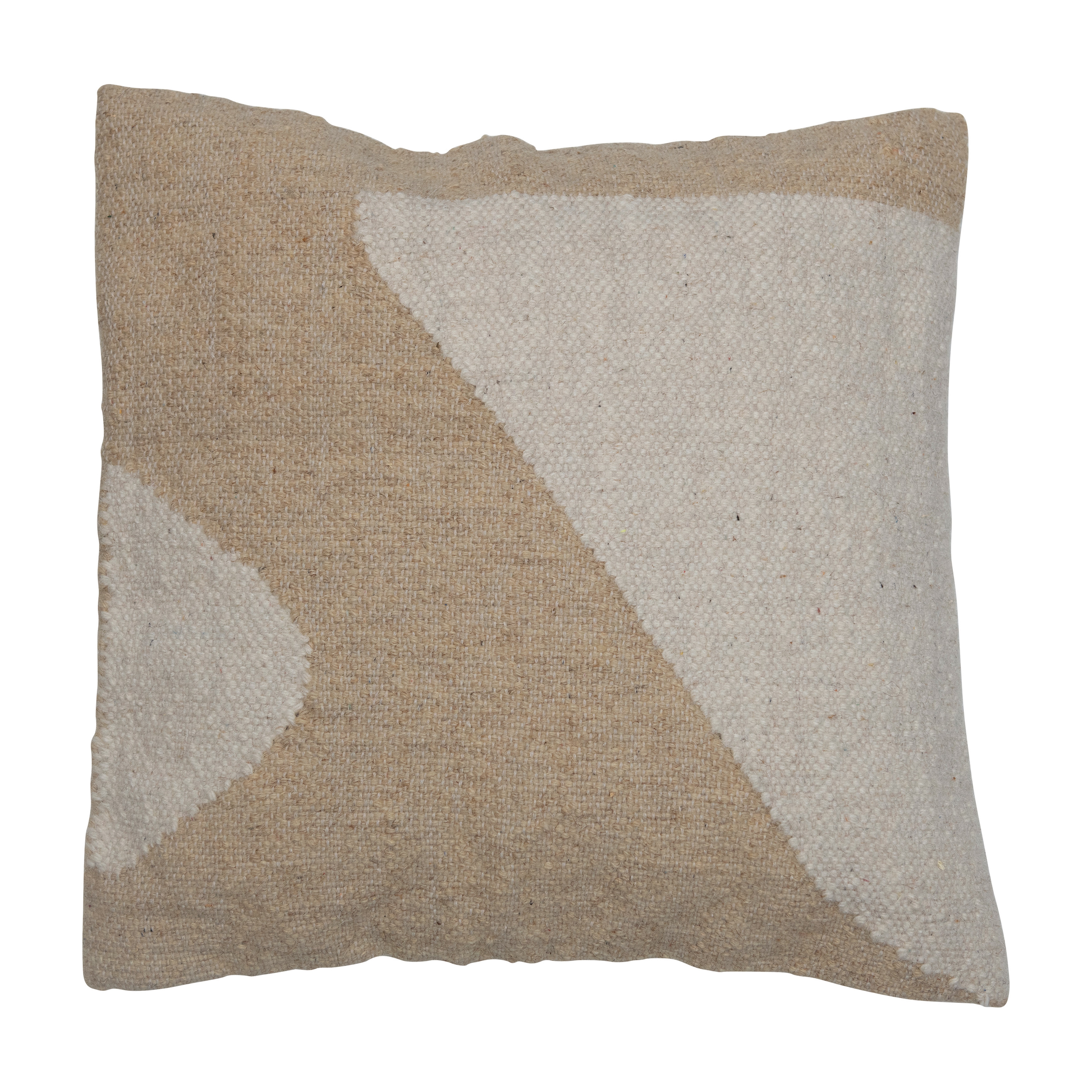 Rustic Modern Decorative Woven Cotton and Wool Square Kilim Pillow - Image 0
