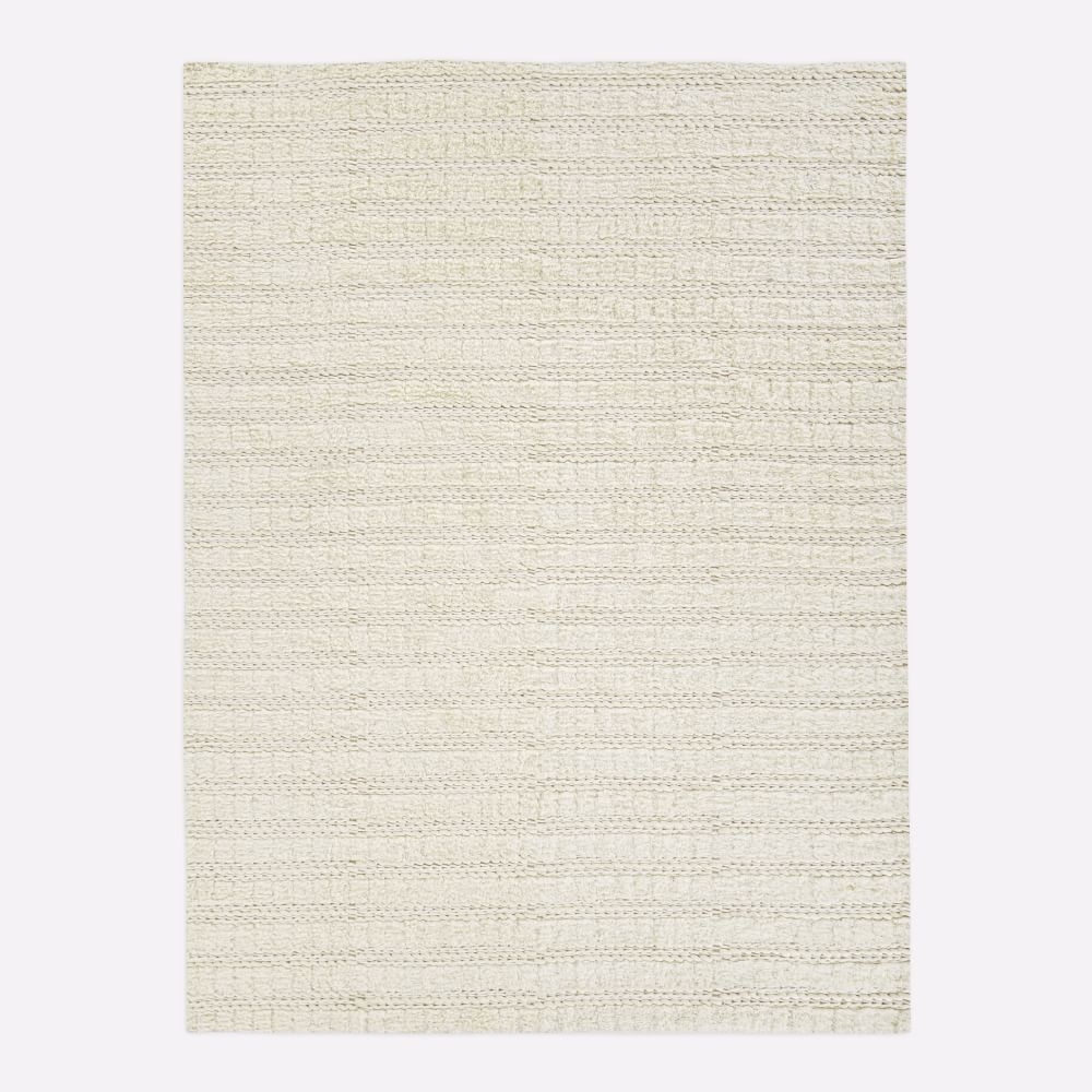 Braid Stripe Sweater Rug, 5x8, White - Image 0