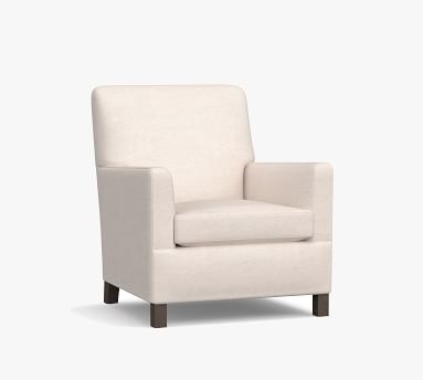 Howard Upholstered Armchair, Polyester Wrapped Cushions, Performance Heathered Basketweave Alabaster White - Image 1