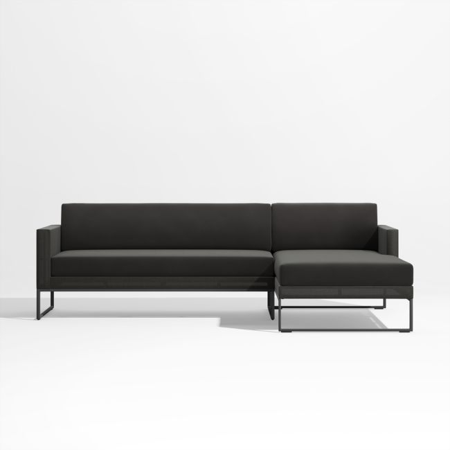 Dune 2-Piece Black Outdoor Sectional Sofa with Right-Arm Chaise - Image 0