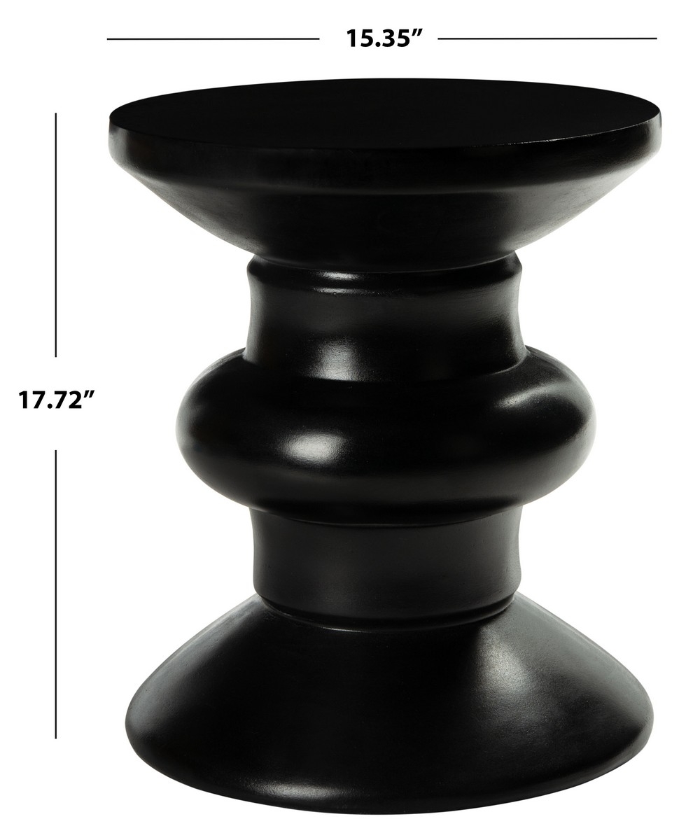 Jiraiya Concrete Accent Stool - Black - Safavieh - Image 5
