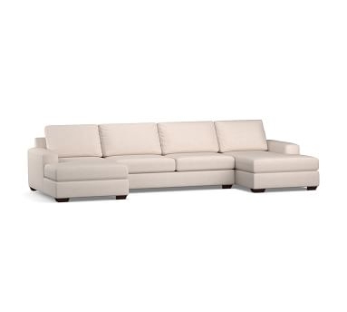 Big Sur Square Arm Upholstered U-Chaise Loveseat Sectional, Down Blend Wrapped Cushions, Chenille Basketweave Taupe - Image 5
