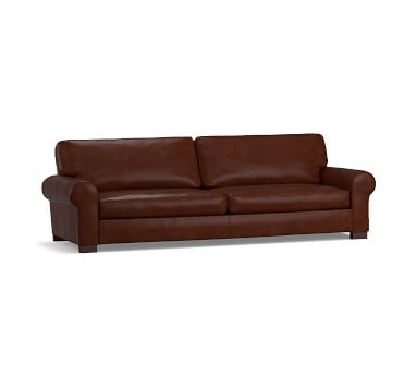 Turner Roll Arm Leather Grand Sofa 2-Seater 109", Down Blend Wrapped Cushions, Churchfield Ebony - Image 5