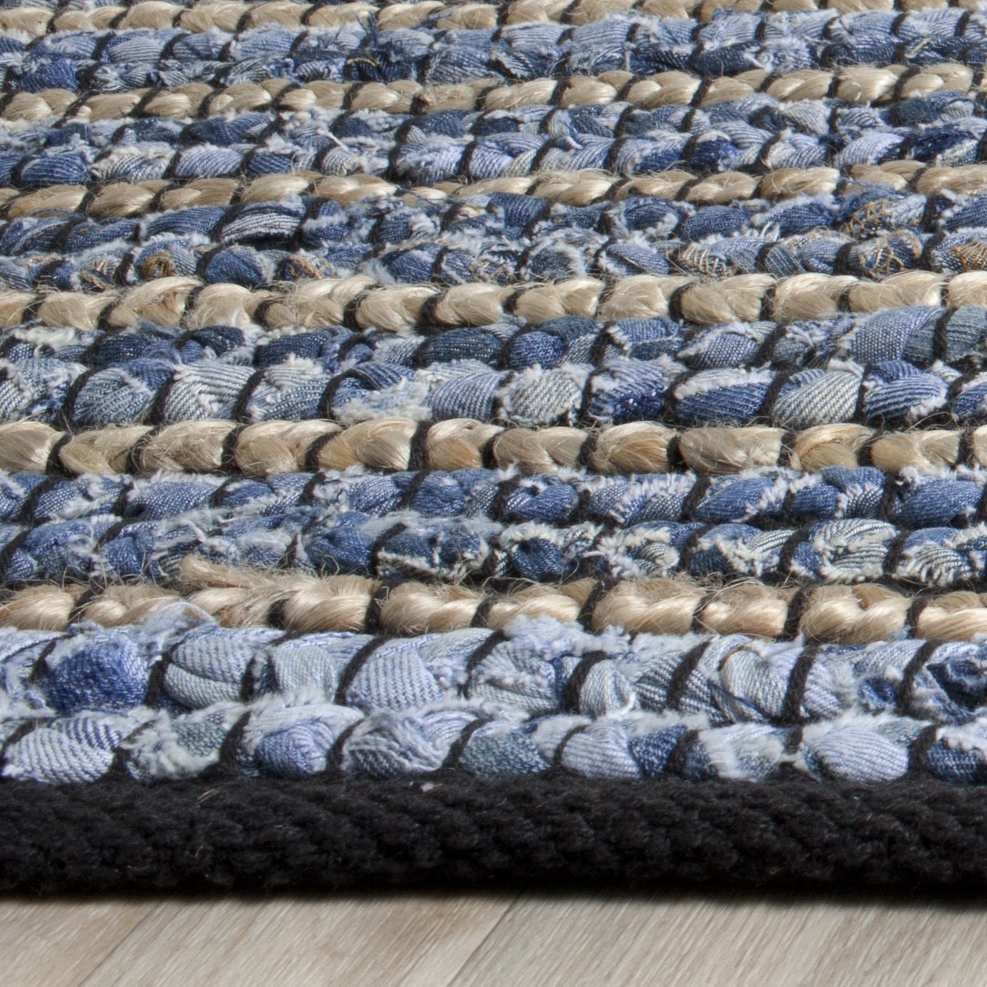 Arlo Home Hand Woven Area Rug, CAP363A, Blue/Natural,  6' X 6' Square - Image 1