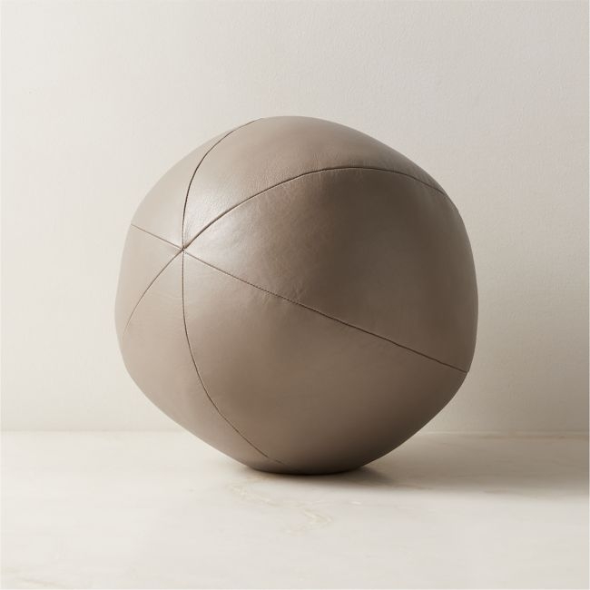 Terre Taupe Leather Sphere Throw Pillow 12" - Image 0