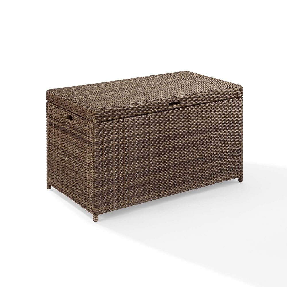 Bradenton Outdoor Wicker Storage Bin, Brown - Image 0