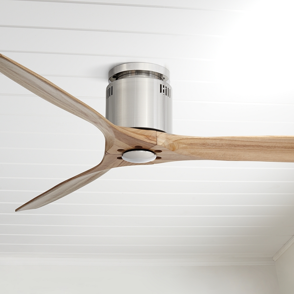 52" Windspun Natural Nickel DC Modern Hugger Ceiling Fan with Remote - Image 0