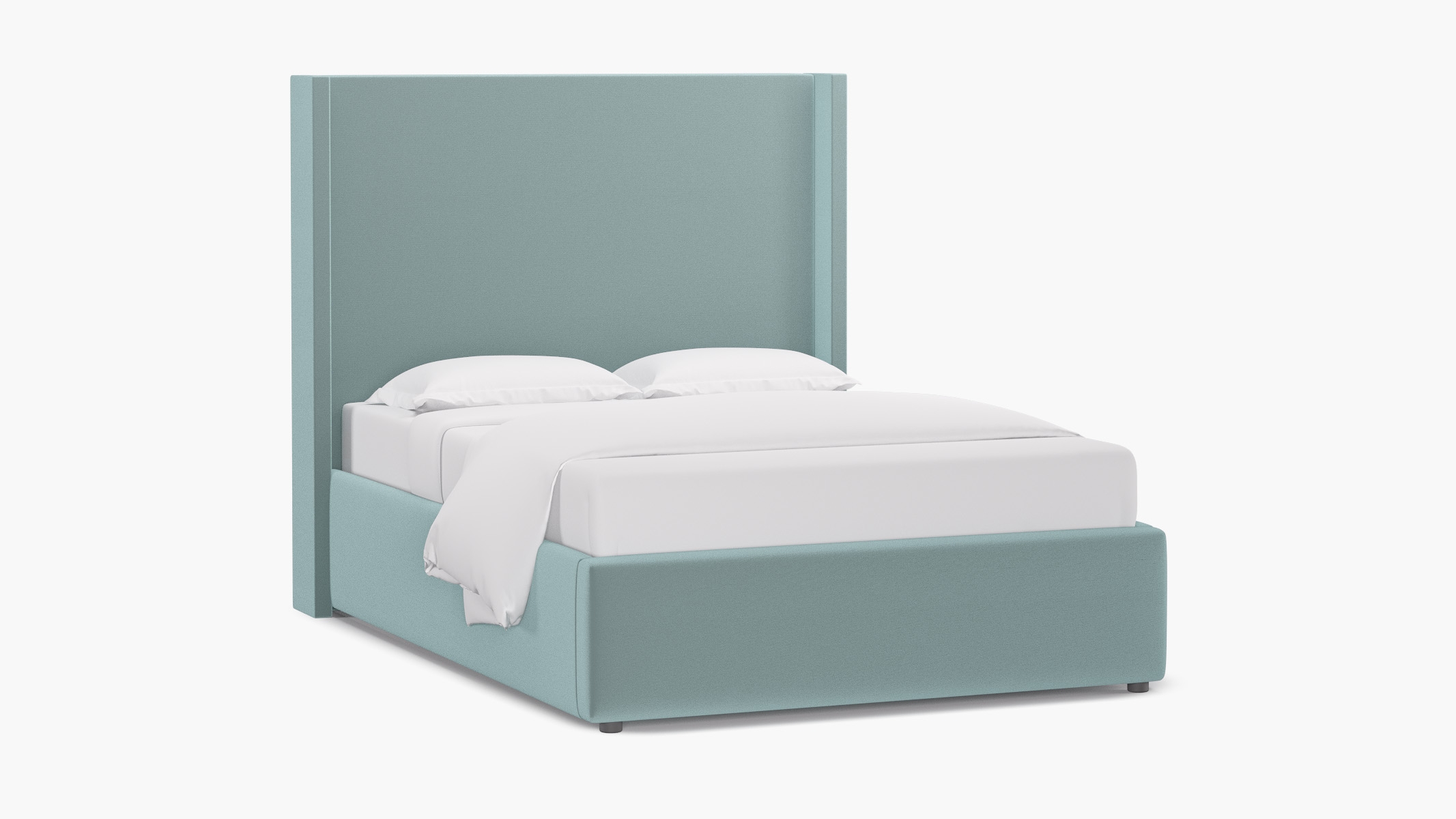 Modern Wingback Bed, Spa Performance Plush Velvet, Full - Image 1