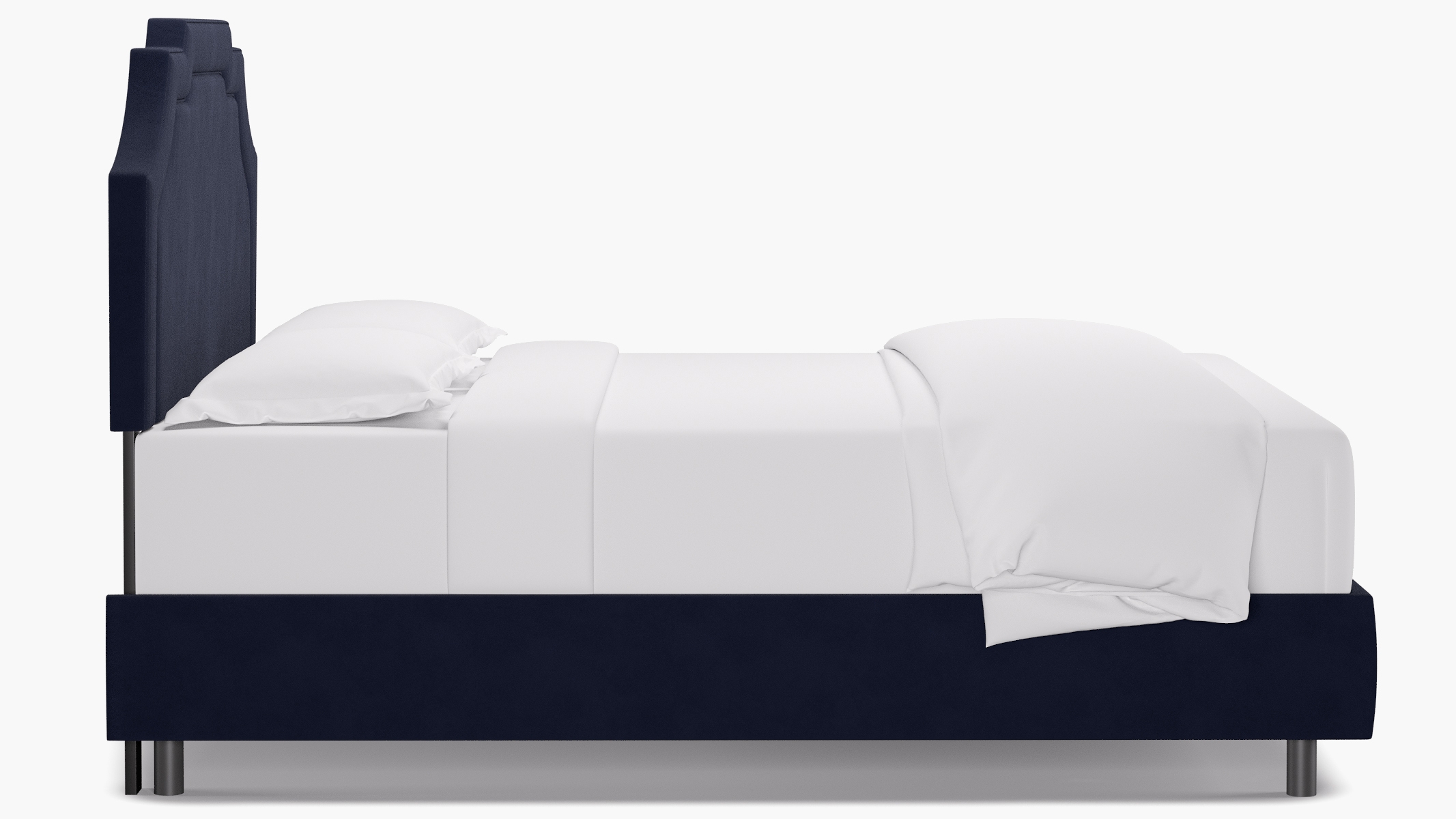 Art Deco Bed, Navy Classic Velvet, Queen - Image 2